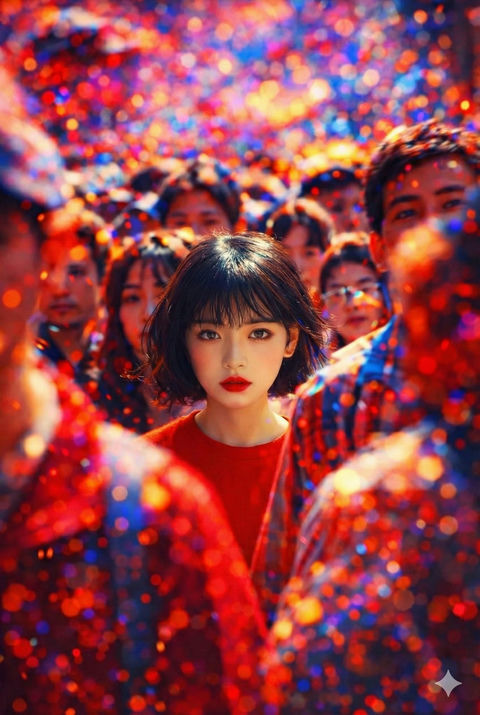 红唇女郎人潮梦境 的效果示例图