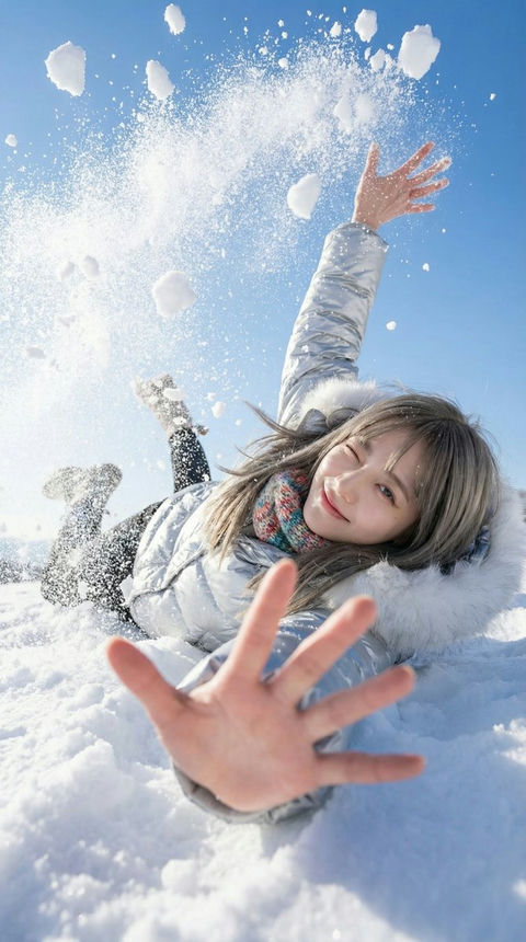 冬雪后仰动感抓拍 的效果示例图