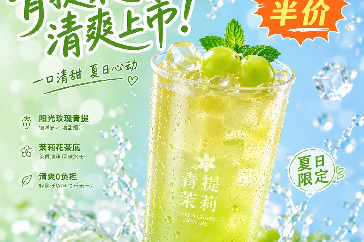 夏饮新品上市海报 的效果示例图