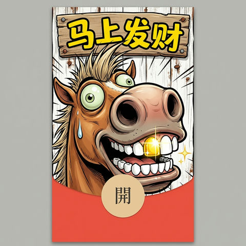 金牙搞怪马头漫画红包-马上发财 的效果示例图