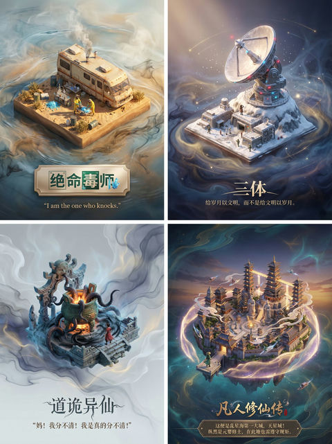 生成任何影视剧或者小说的场景海报 的效果示例图