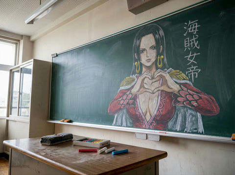 黑板艺术作品-海賊女帝 的效果示例图