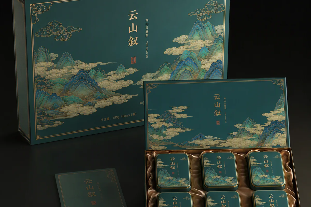 国潮茶叶礼盒包装 的效果示例图