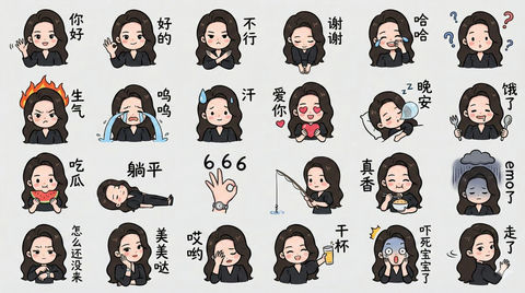 彩色手绘风格表情包 的效果示例图