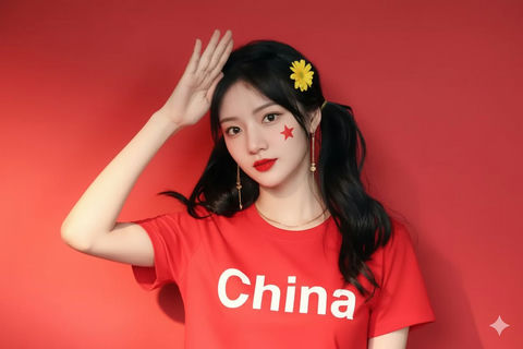中国红自拍照片 的效果示例图