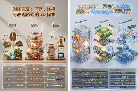 高密度的中文 3D 信息图 的效果示例图