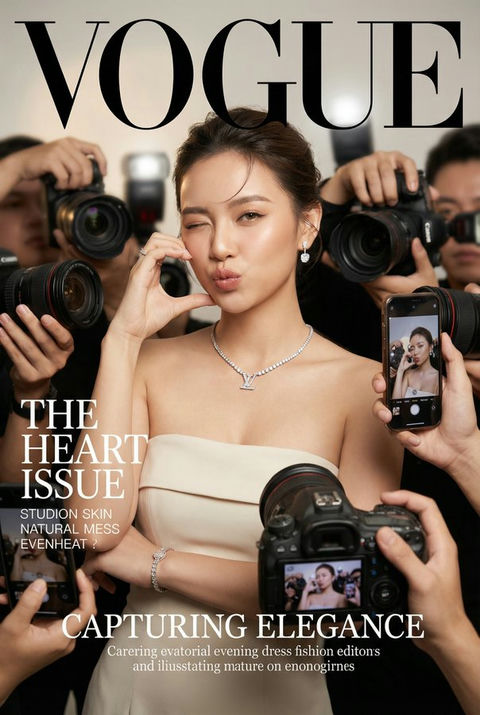 逼真的 Vogue 杂志封面风格的时尚肖像 的效果示例图