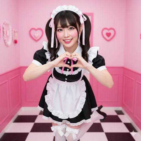 双马尾比心女生 的效果示例图