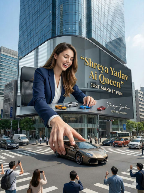 巨大的时尚弧形3D广告牌上的女士 的效果示例图