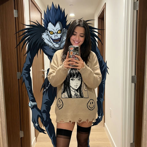 自己和2D动漫插画自拍 的效果示例图