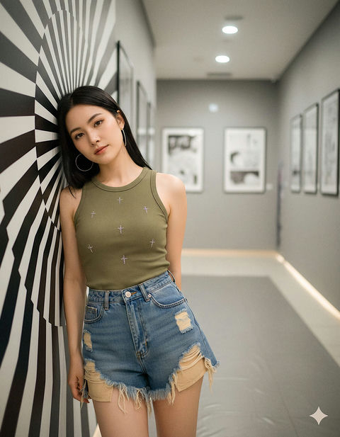 走廊上的女性 的效果示例图