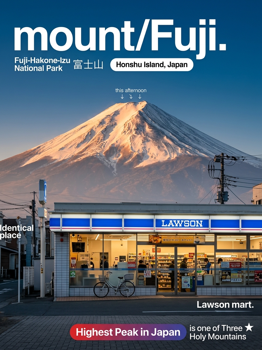 黄金时段富士山的电影广角照片，带有 s 的效果示例图