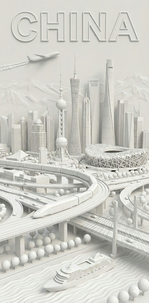 纯白浮雕城市海报 的效果示例图