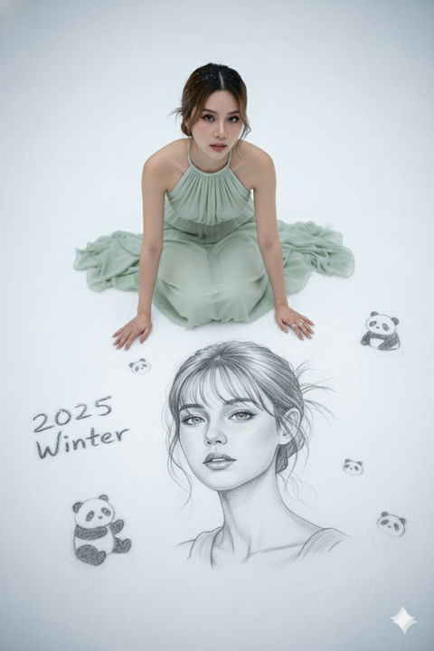 女生铅笔素描画 的效果示例图