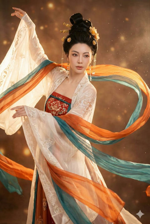 一位身着华丽唐代服装的年轻女子 的效果示例图