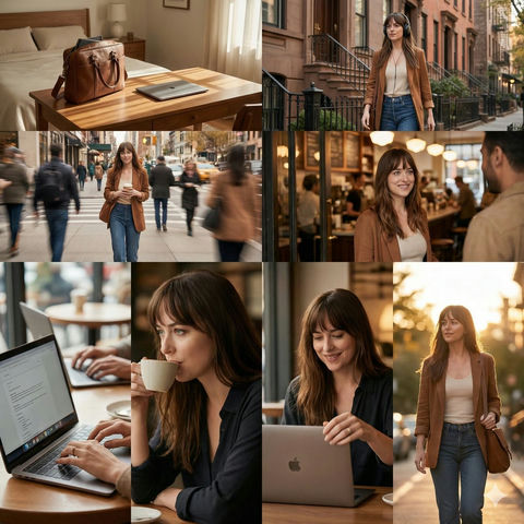 金色时光里的咖啡女孩 的效果示例图
