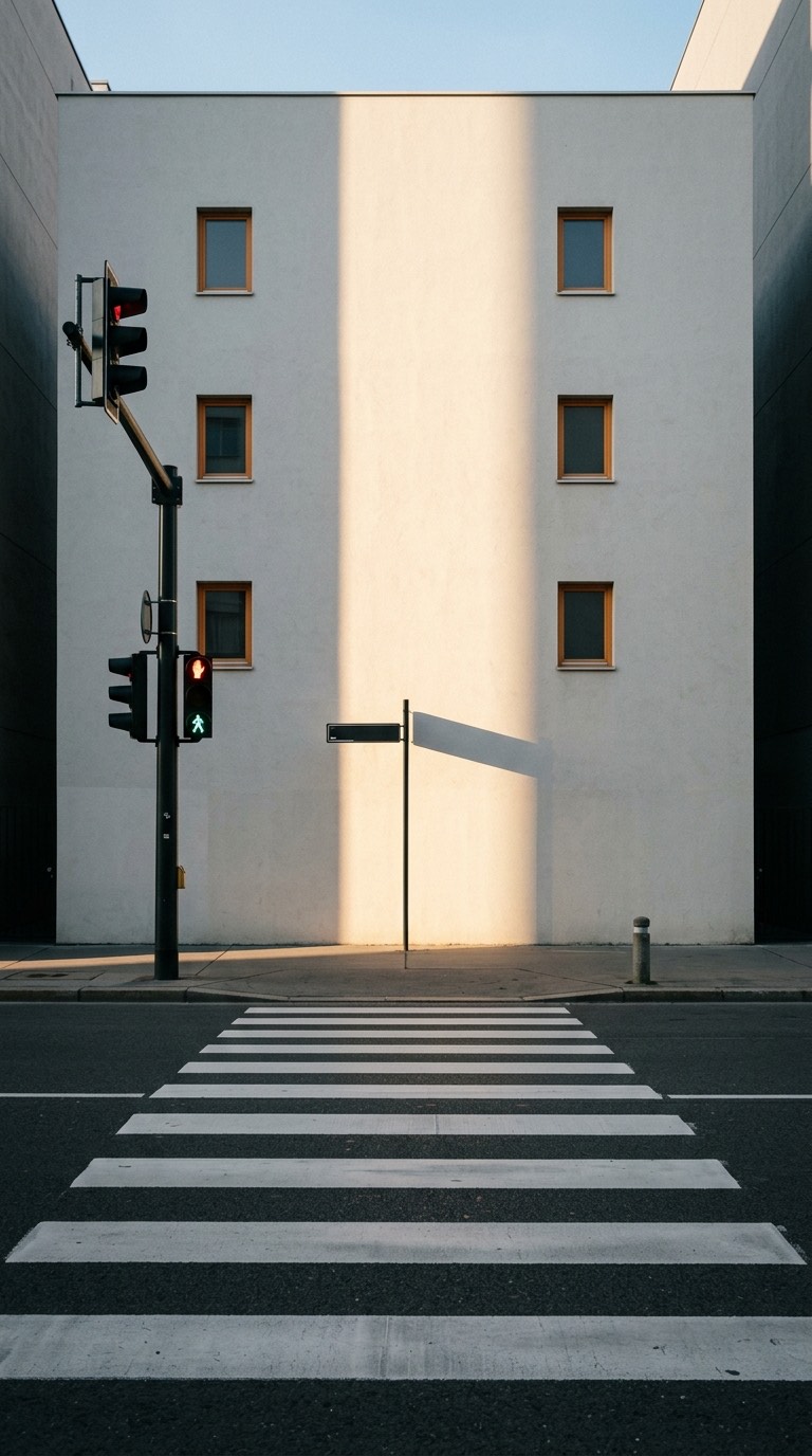 一张极简主义的城市街头照片 的效果示例图