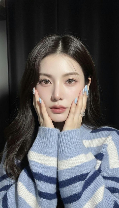 一张年轻女性的逼真特写自拍照 的效果示例图