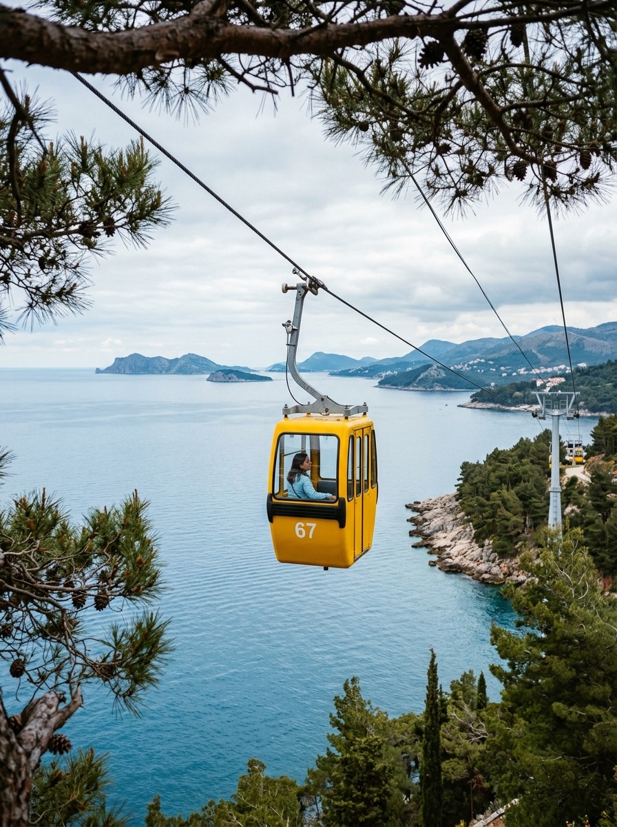 充满活力的黄色缆车车厢，编号为 67 的效果示例图