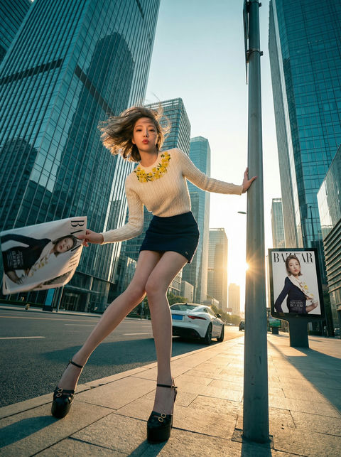 女神低角街拍 的效果示例图