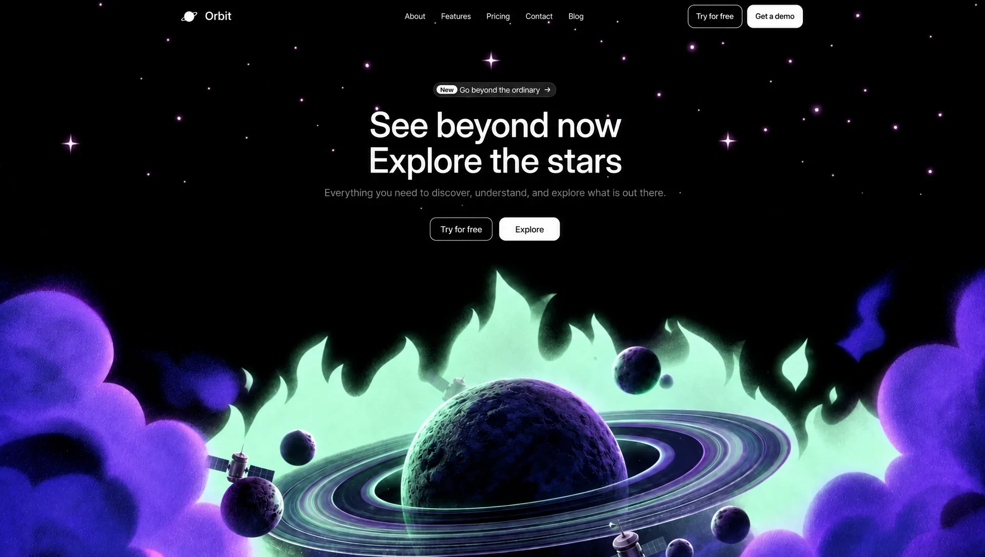 星云宇宙沉浸式首屏 的效果示例图