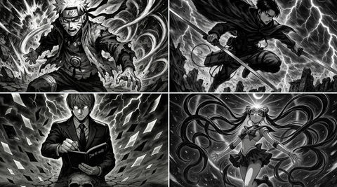 黑白漫画风格插图 的效果示例图