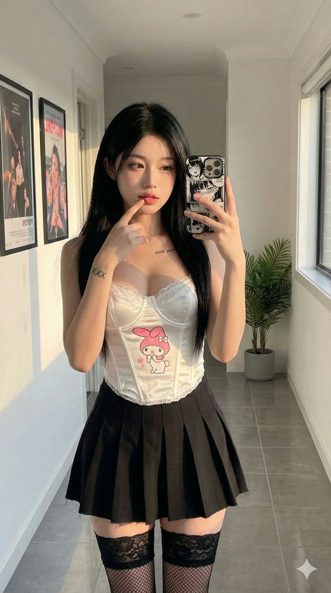 缎面粉色卡通少女写真 的效果示例图