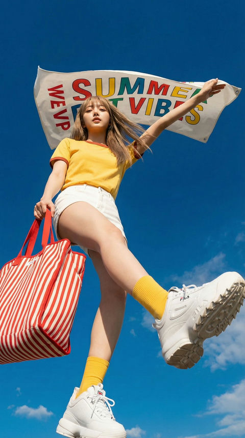 凌空跃舞艳阳少女 的效果示例图