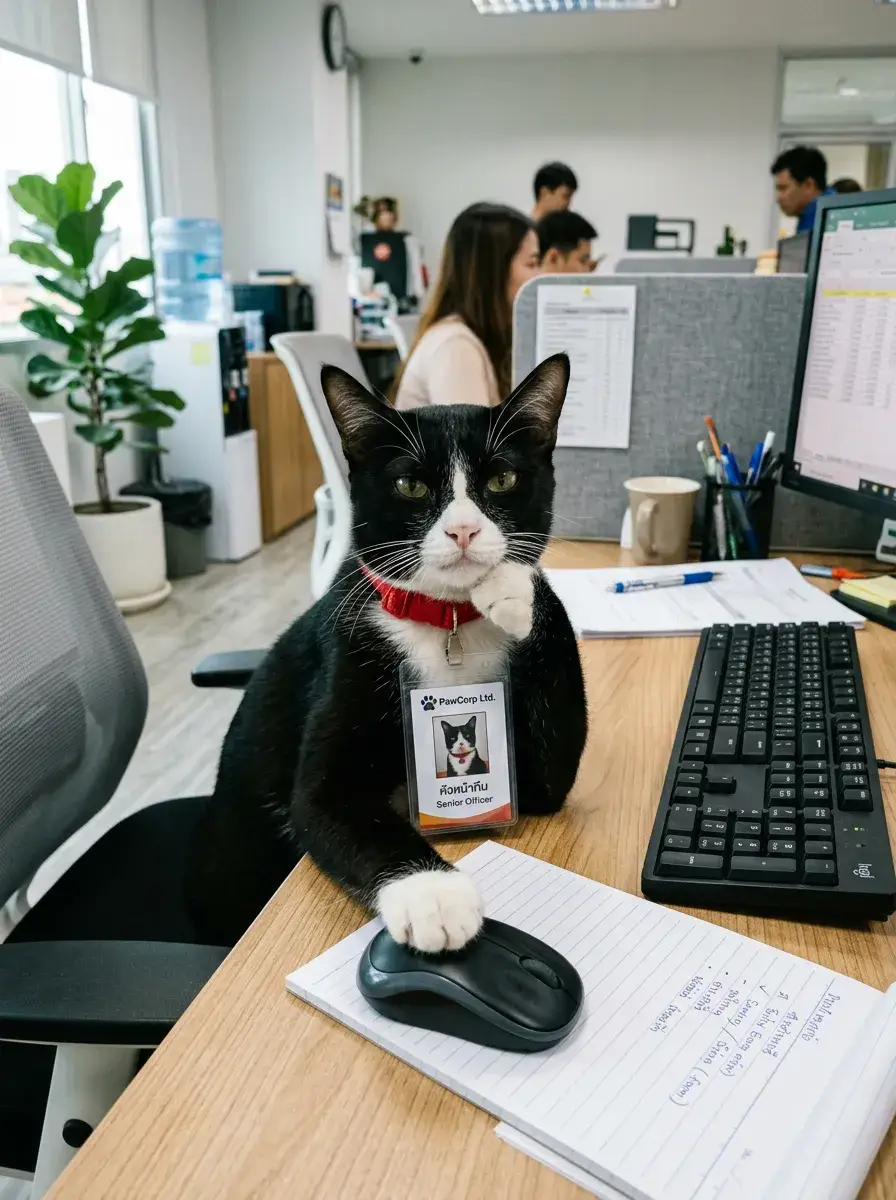 一只黑白相间的猫,毛茸茸的白色 的效果示例图