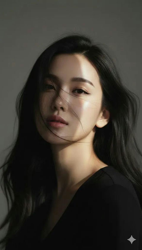 年轻女性的韩式时尚特写肖像 的效果示例图
