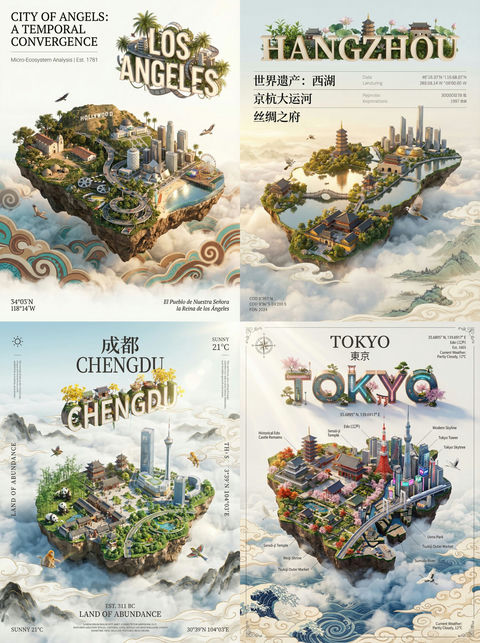 城市渲染数字艺术海报 的效果示例图